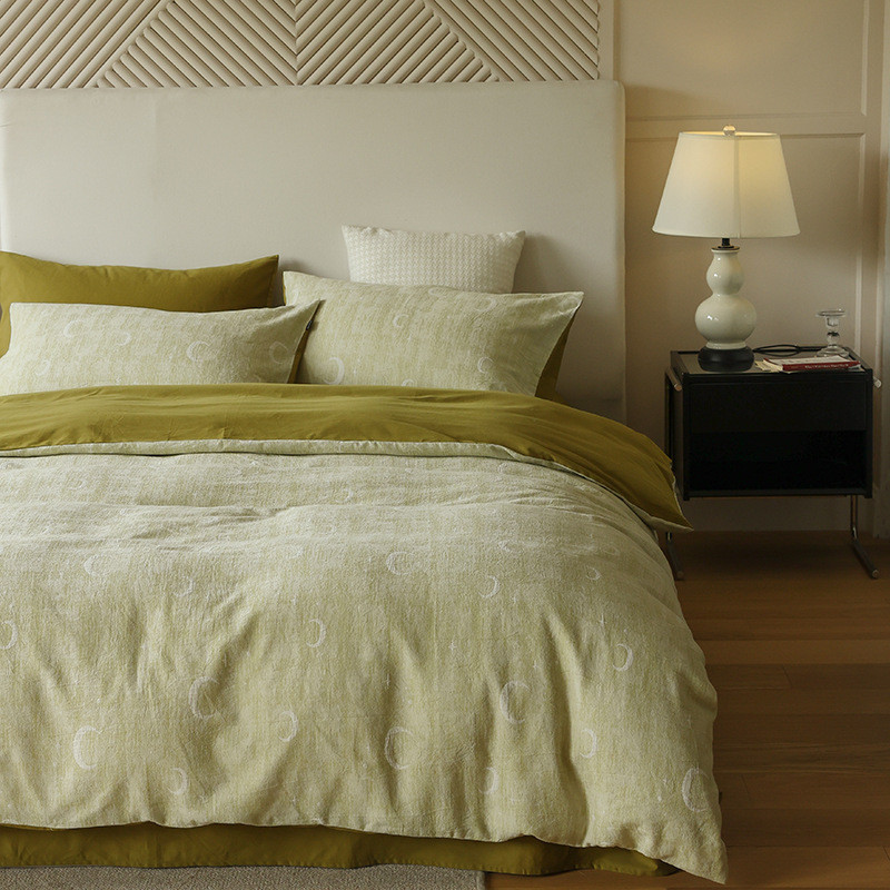 轻奢复古100支全棉色织床上四件套加厚磨毛提花被套床单春夏用品4