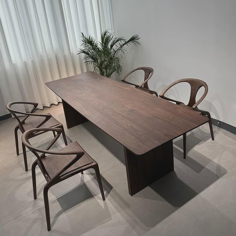 北美黑胡桃木实木大板餐桌南美胡桃木原木书桌整板茶桌茶台椅组合