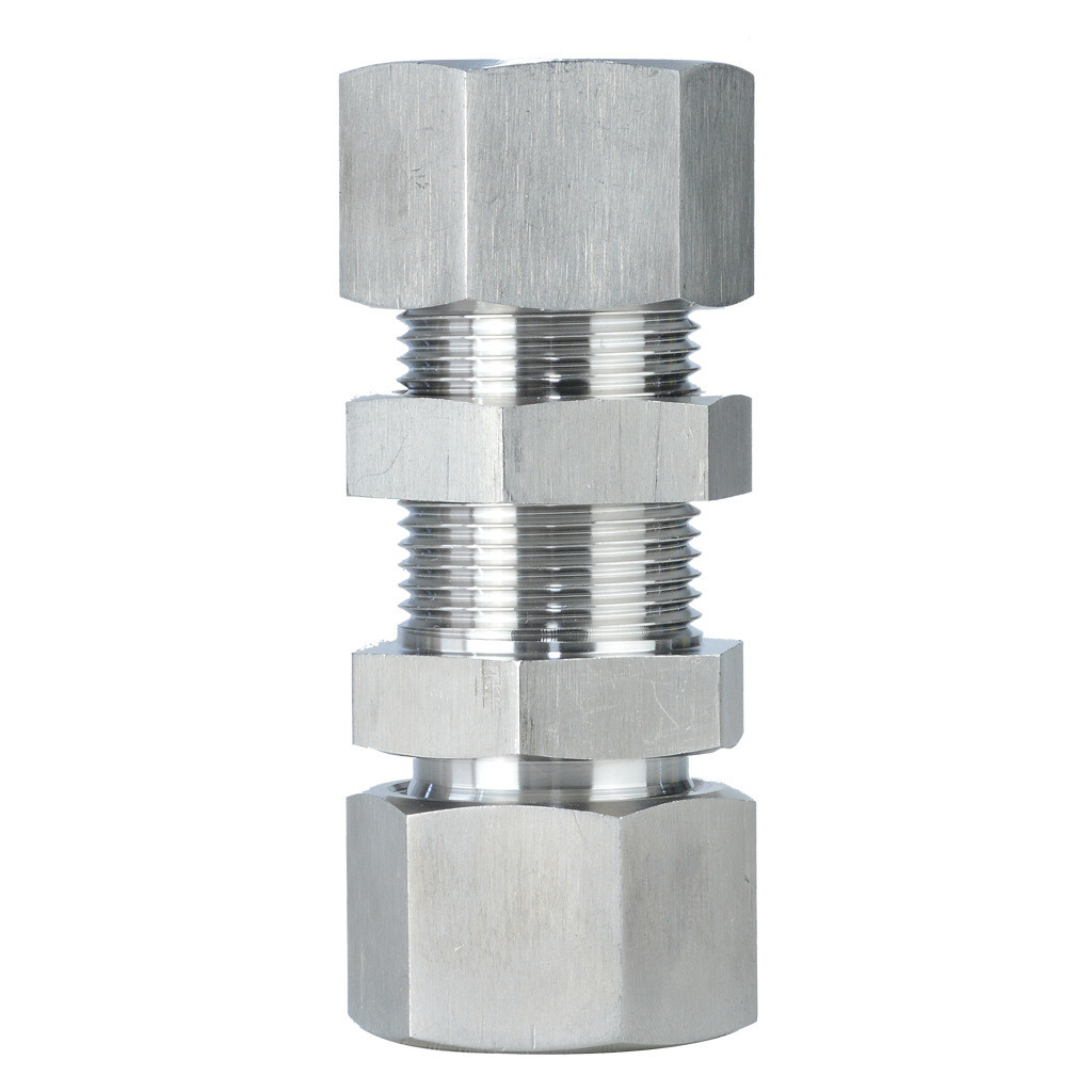 6C6D不锈钢公制外螺纹卡套24度锥过板接头穿板隔板直通管接头