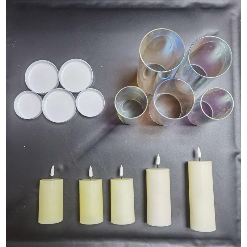 分体式套定时茶/灰/七彩玻璃石蜡五led电子蜡烛灯厂家直供平口