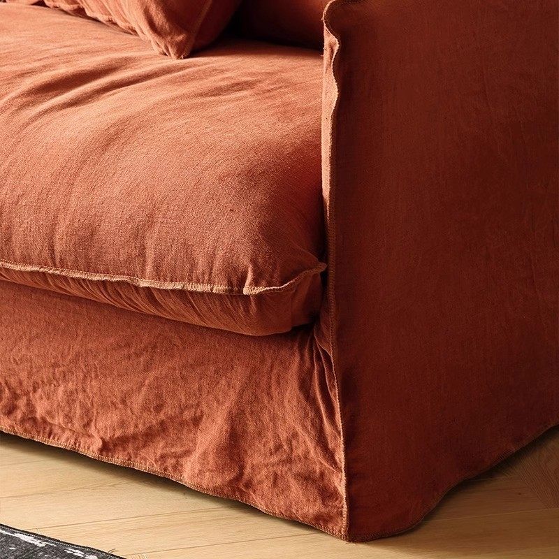 意式轻奢客厅北欧简约布艺沙发大坐深直排棉麻沙发佛山沙发工厂