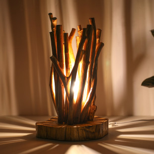 【篝火】原生态树枝灯卧室床头灯民宿装饰实木手工插电式创意台灯