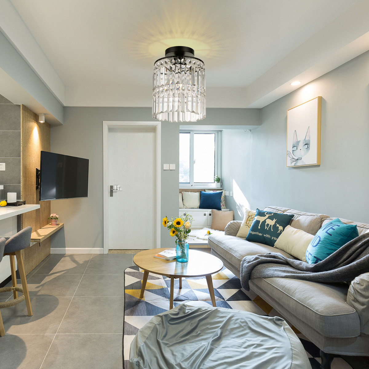 水晶规轻奢吸顶灯水晶灯罩北欧创意客厅灯卧室灯餐厅英灯具