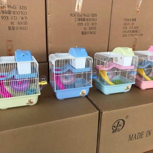 厂家批发小田园小城堡仓鼠笼别墅仓鼠铁丝笼子双层手提仓鼠笼子