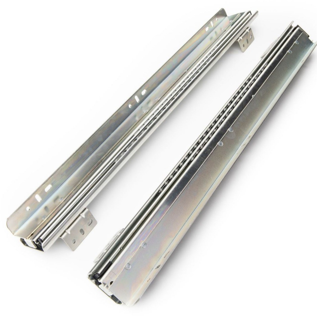 53宽楼梯滑轨三节缓冲书桌推拉抽屉滑轨可拆卸重型底柜窗台导轨