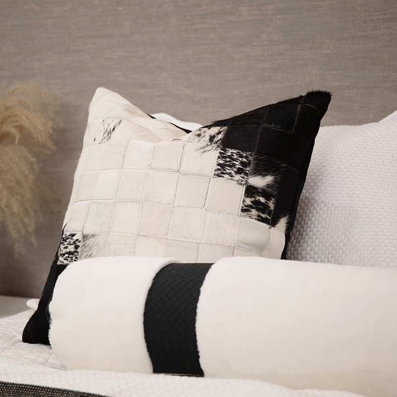 热销现代简约橘沙发靠枕系列立体几何拼接黑客厅靠垫腰枕床上多件