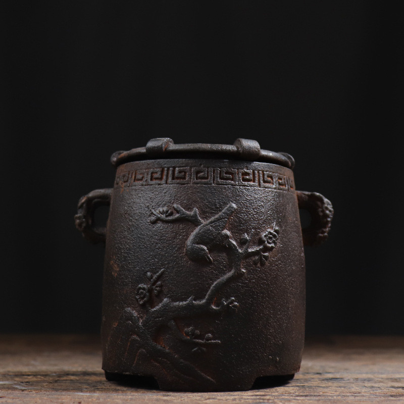 仿古铁器纯铁喜上眉梢温酒炉古典复古民俗怀旧装饰中式摆件收藏品