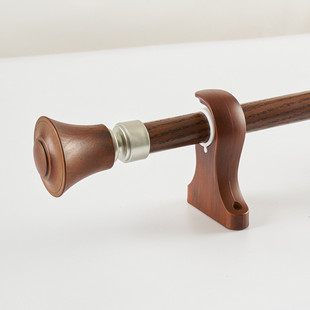 简约木纹色静音罗马杆双杆铝合金窗帘杆单杆窗帘杆窗帘轨道批发