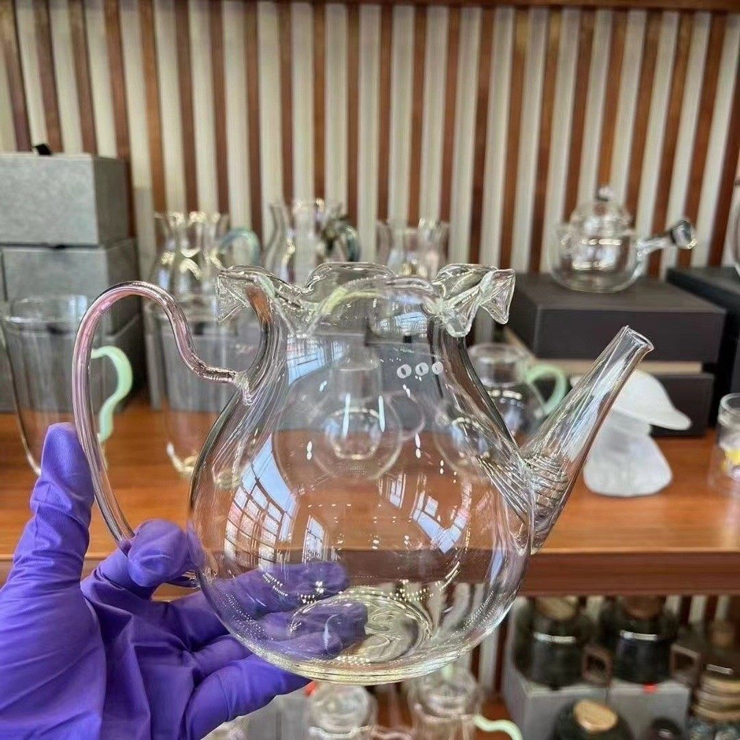 耐高温创意花口泡茶壶围炉煮茶带滤网玻璃茶具功夫茶具茶壶套装