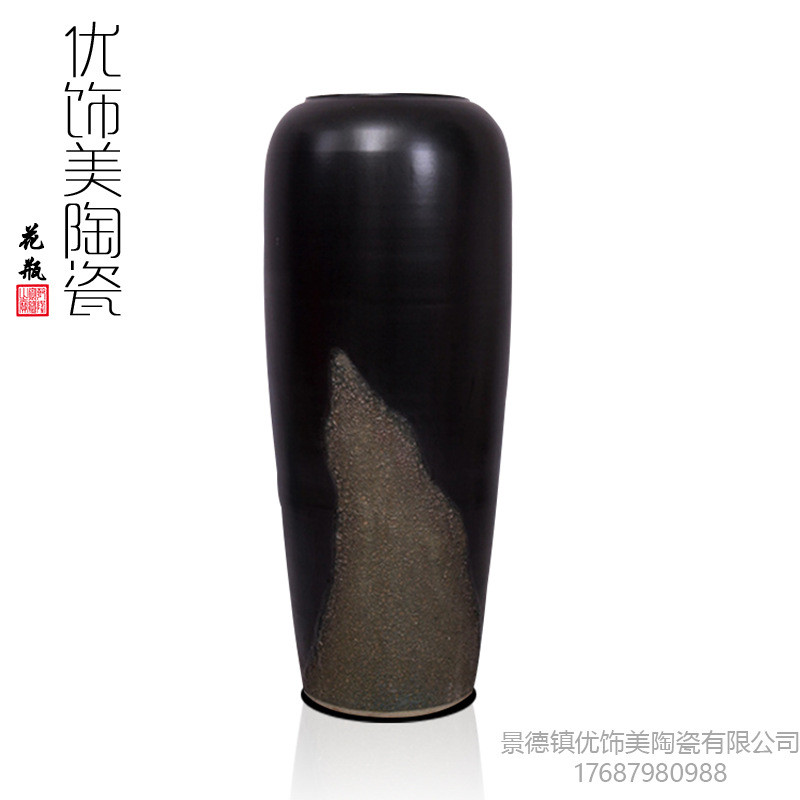 景德镇瓷器落地大花瓶磨砂定制色釉花瓶陶瓷可颜