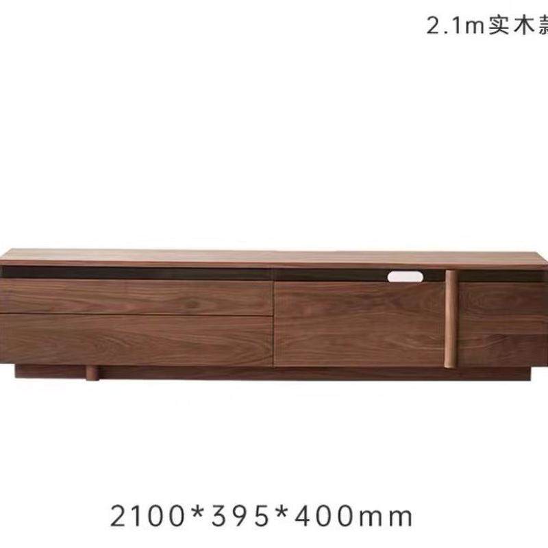 家用黑胡桃木电视柜北欧简约小户型客厅实木落地试听柜储物柜原木