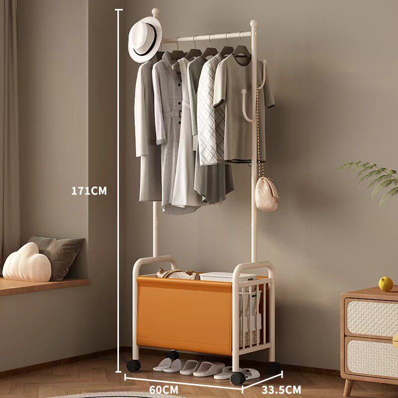 衣帽架简易落地奶油风卧室挂衣架可移动衣架网红轻奢衣服收纳架子