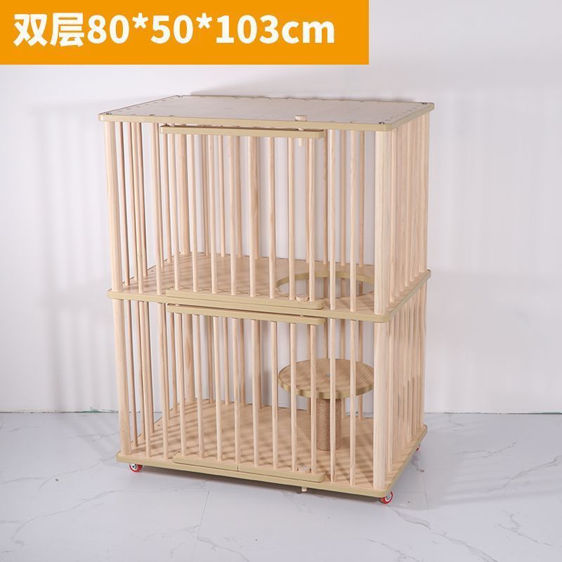 hp猫笼猫别墅现大空间家具风猫笼可移动木制猫笼子室内猫别墅双层