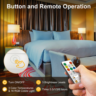 e26e27三色温rgb彩色遥控灯泡七彩充电台灯氛围灯露营灯橱柜灯