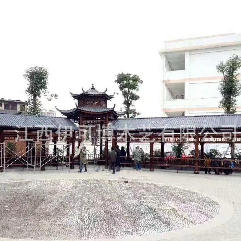 实木防腐木长廊文化庭院户外古建回廊木制凉亭走廊室外新农村廊桥