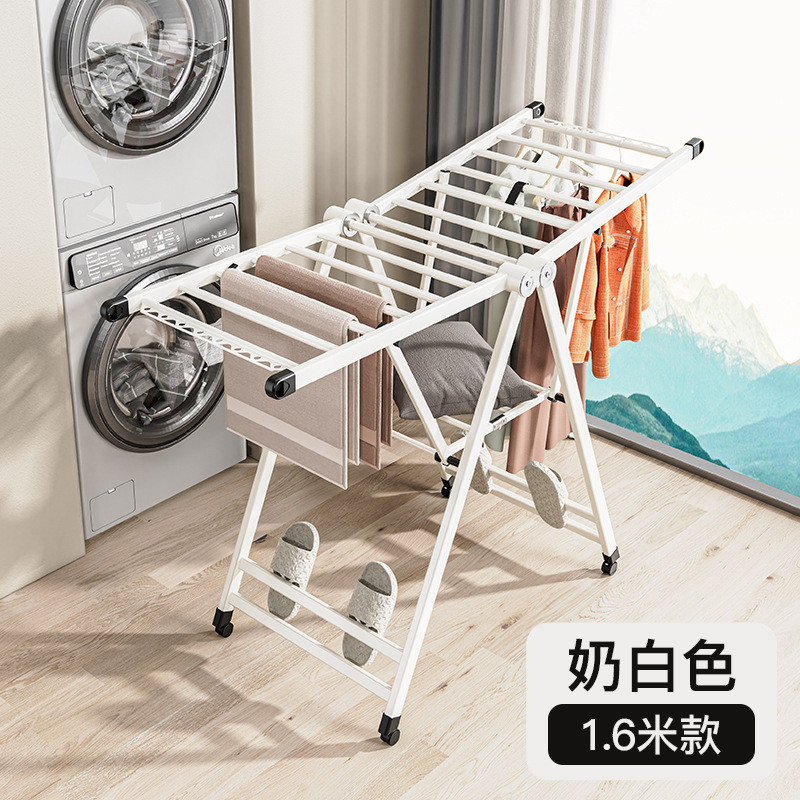 家用落地折叠晾衣架卧室内阳台翼型铝合金晒衣架便携式晒被子