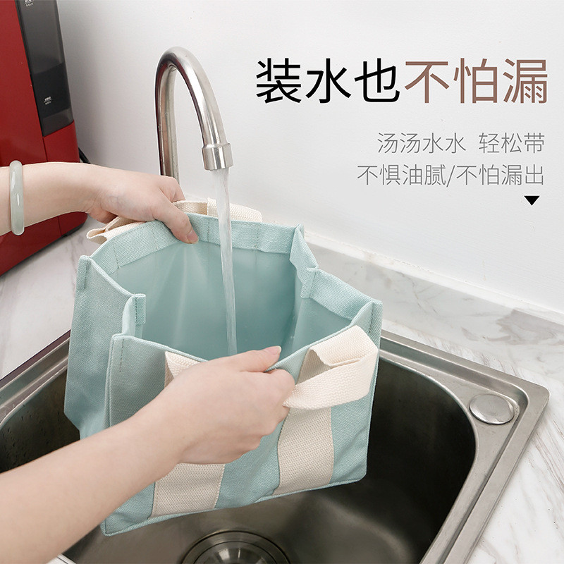 热销rkt4带饭包手提防漏便当包袋子防洒汤上班族饭盒包学生餐包