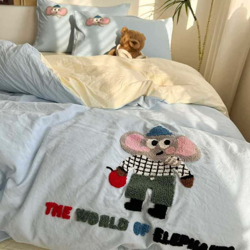 2024新款刺绣品床上床水洗棉四件套学生宿舍床单被套三件套