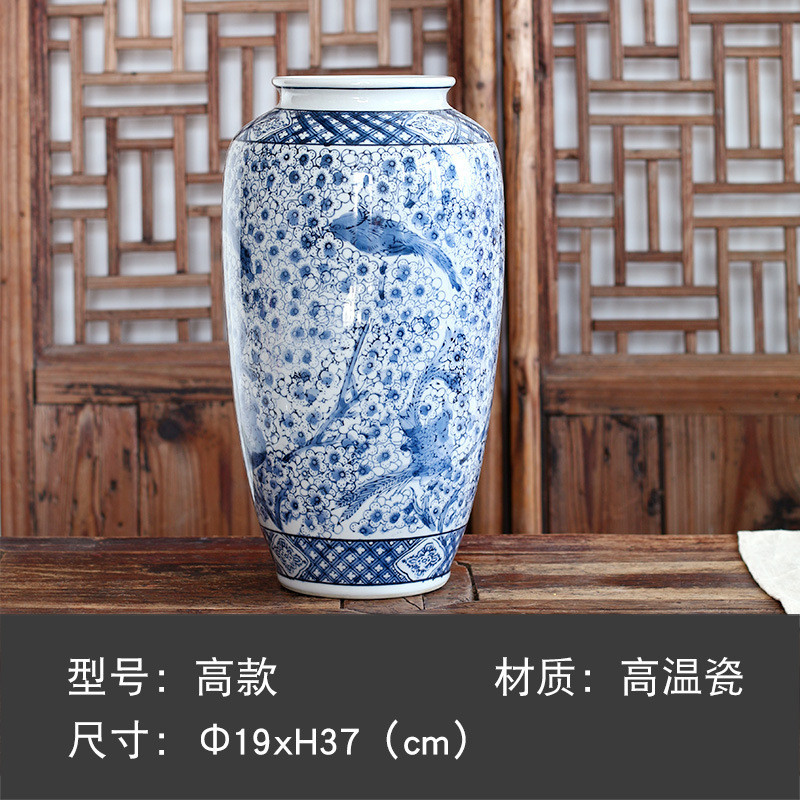 景德镇仿古青花瓷花瓶摆件摆件客厅装饰喜鹊梅花陶瓷储物罐插花