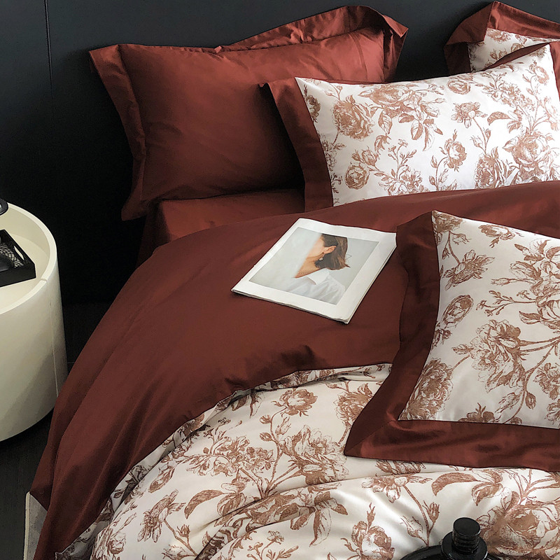 w1tr复古美式120棉澳支磨毛四件套秋冬保暖被套床笠床上