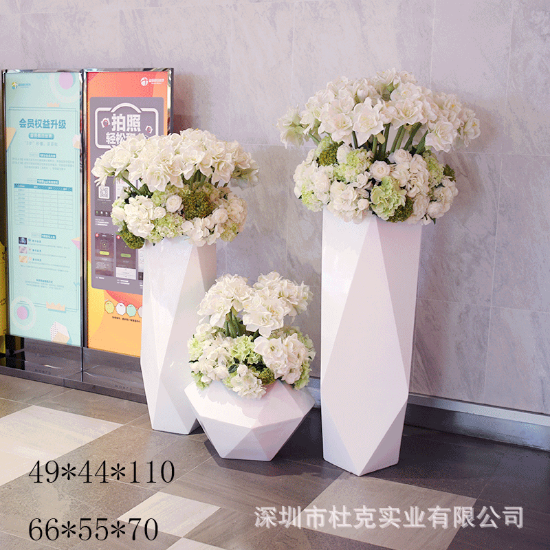 玻璃钢花盆商场楼盘美陈花箱酒店花器商业街花瓶钵户外大号花厂家