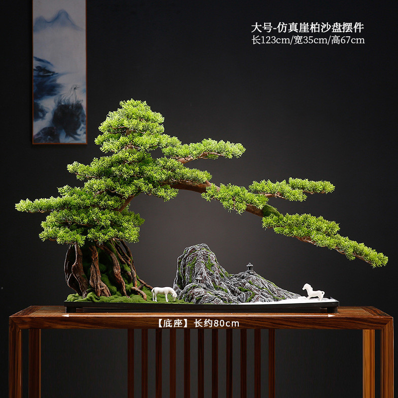 仿真迎客松盆景办公室摆件新中式绿植酒店餐厅装饰品开业礼品批发