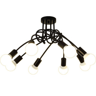 led铁艺餐厅吸顶灯简约现代客厅阳台灯创意个性弯管卧室吊灯