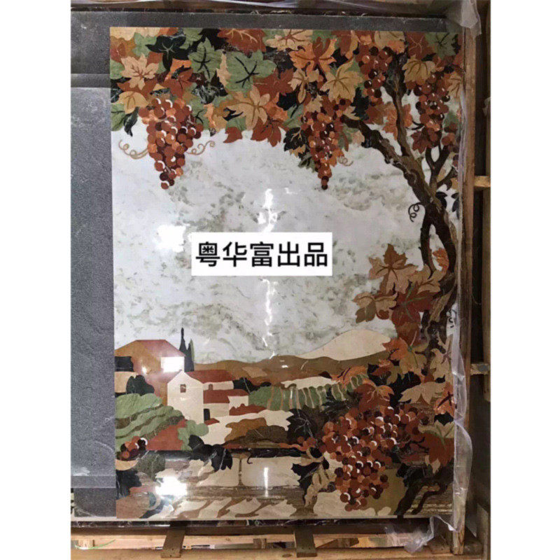云浮天然葡萄园大理石石材水刀拼画拼花别墅客厅背景墙装饰画