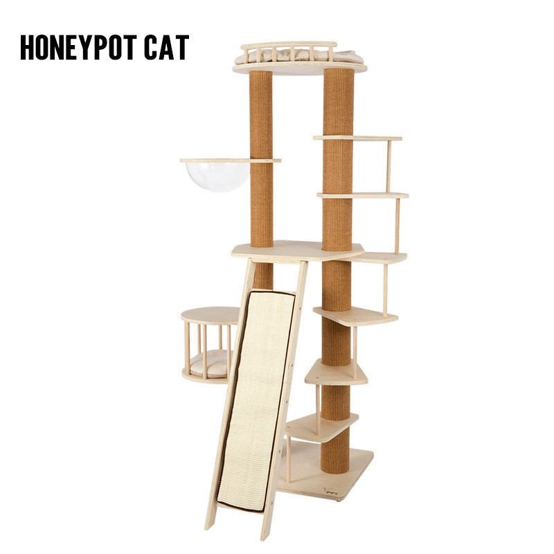 热销蜜罐猫猫猫窝猫树一体大型猫架实木猫爬架房子猫别墅180477