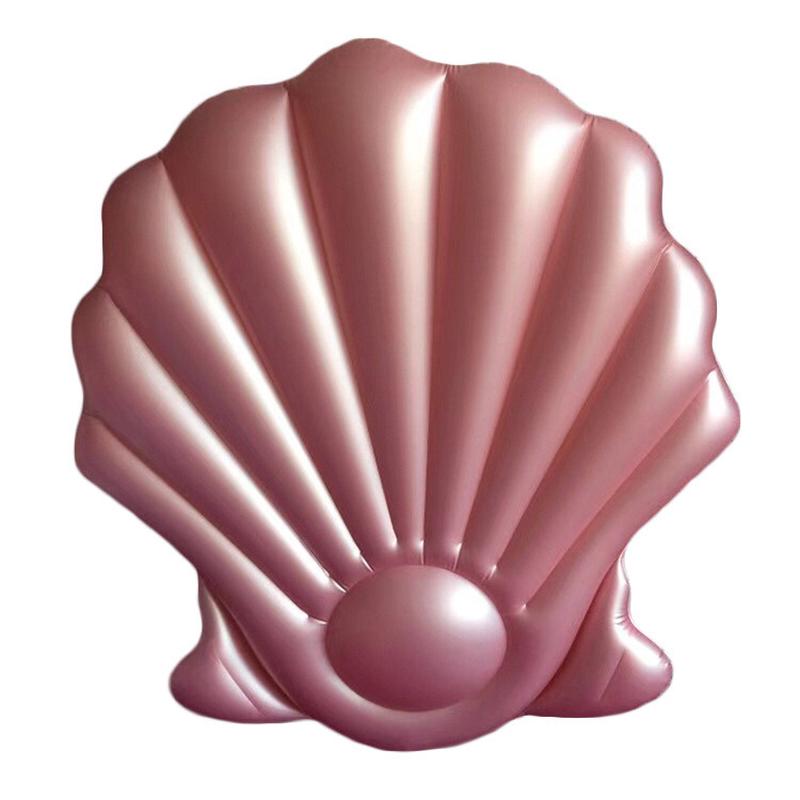 现货pvc水上珍珠玫瑰金贝壳浮排扇形贝壳充气玫瑰金浮床水上用品