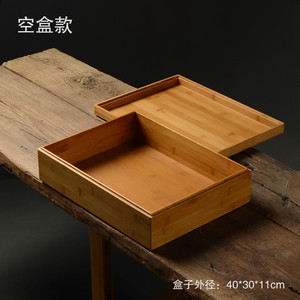 2f天地盖竹40*30盒衬麻超大号竹制礼品包装衣物整理收纳盒床底箱