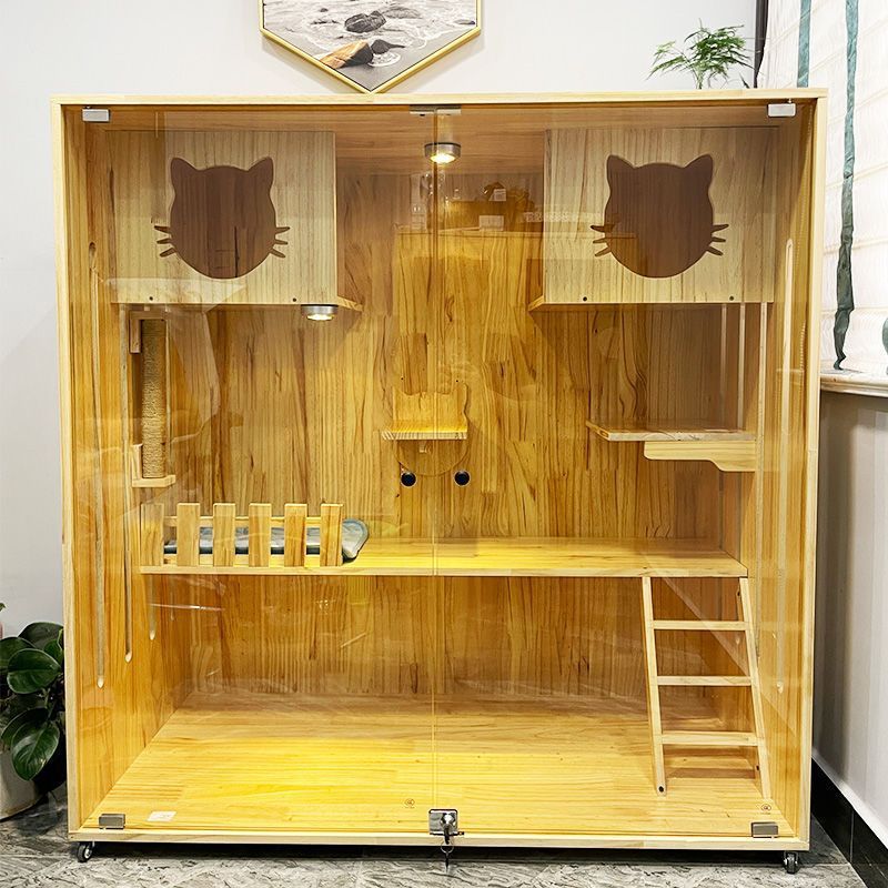 热销纯松木猫别墅猫笼子猫猫爬架一体猫窝舍繁育家用超大空间宠物