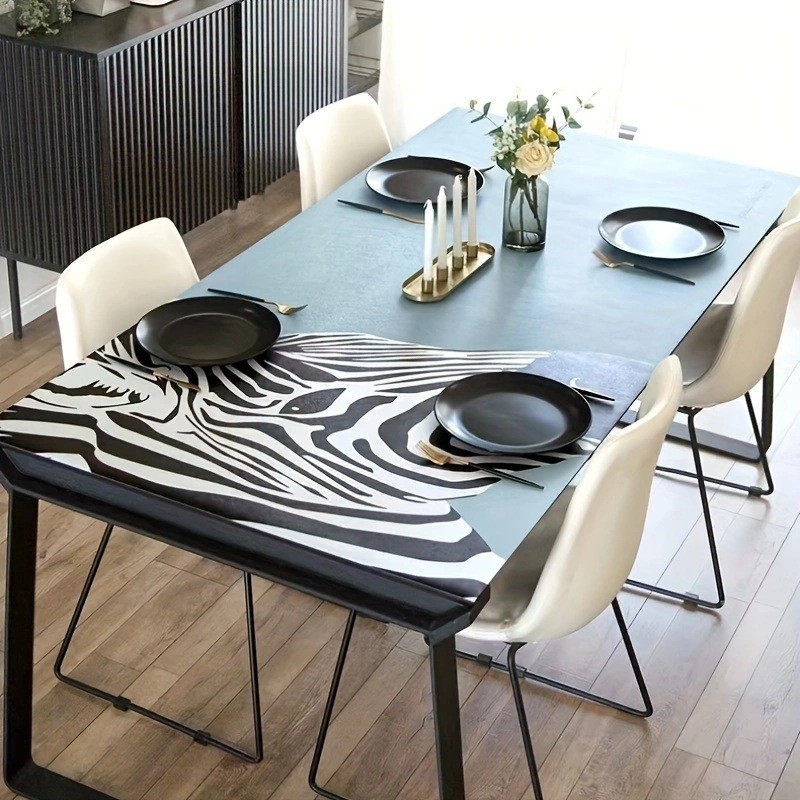 皮革防水防油防烫长方形免洗桌垫轻奢氛围感客厅茶几皮革桌布