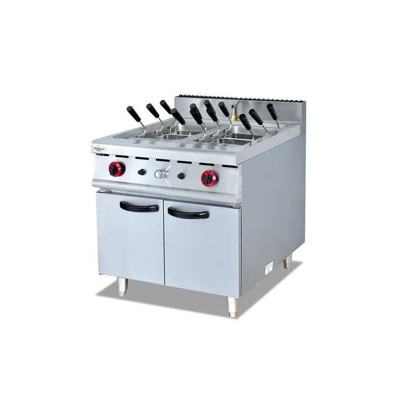 商用西餐厨房设备燃气电炸炉立式电炸锅连筛座台式双缸四柜电炸锅