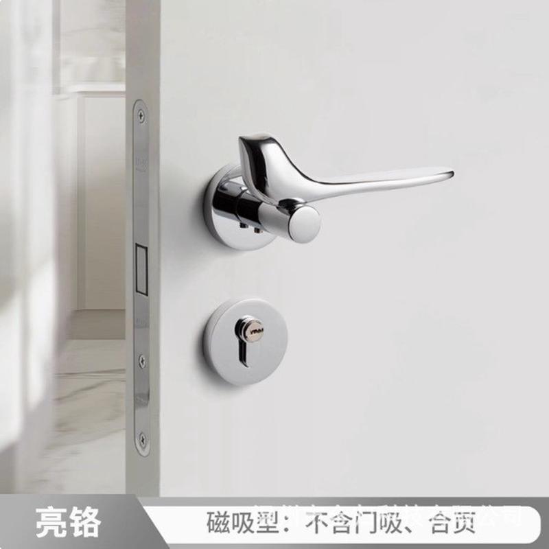 金色门把手门锁轻奢室内卧室家用房门锁小鸟分体式磁吸静音木门锁