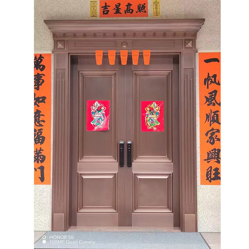 豪华铜门别墅大门农村自建房大门双开门入户门家用庭院纯铜防盗门