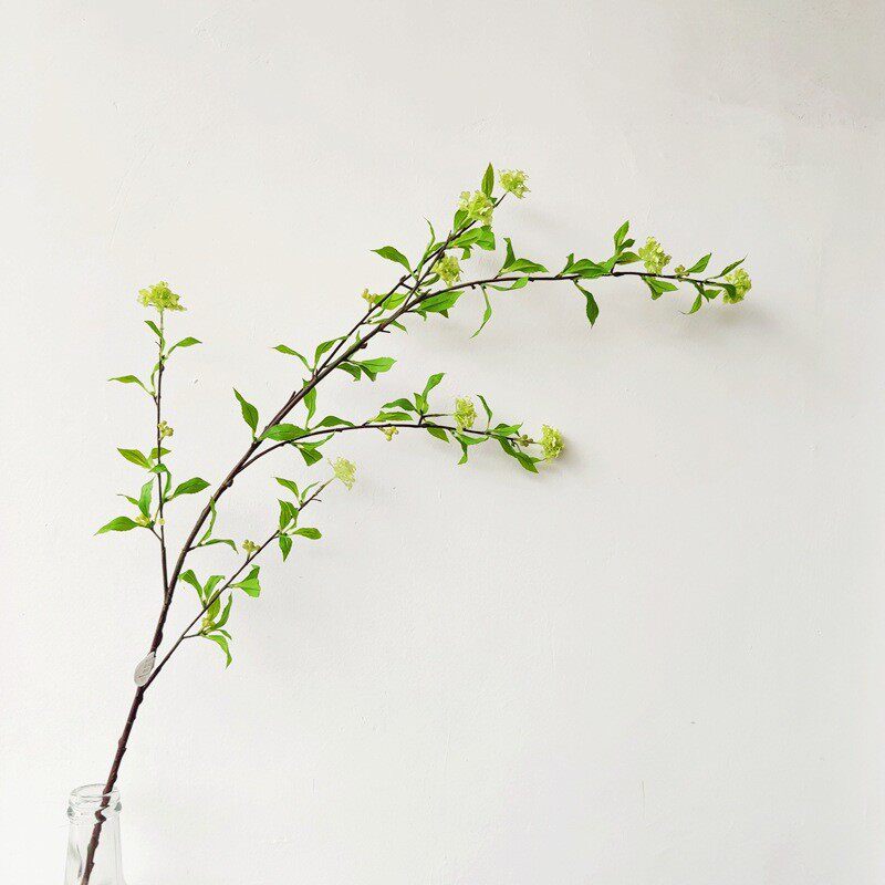 样板房花房简约自然仿真花小手球雪柳枝条售楼部一支客厅大堂吊篮