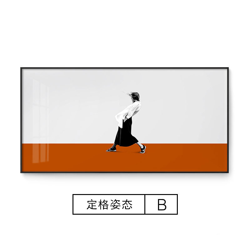后现代人物装饰画时尚轻奢酒店民宿横版玄关画客厅沙发后墙上挂画图片
