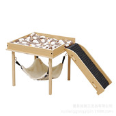 木制豚鼠带楼梯和平台仓鼠吊床仓鼠窝金丝熊躲避屋可拆卸仓鼠吊床