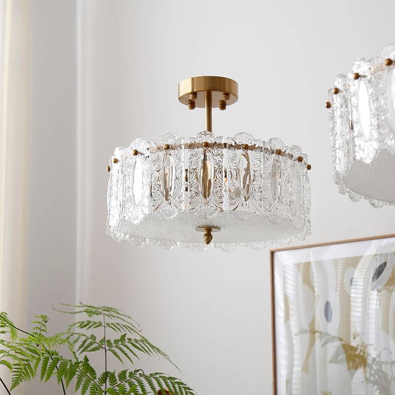 后现代美式复古手工灯具玻璃吸顶灯法式卧室餐厅客厅智能祥云