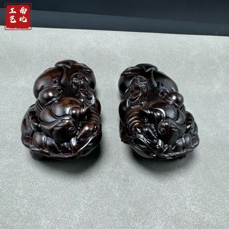 黑檀木摆件貔貅摆件金钱龟摆件装饰礼品文玩雕刻手把件