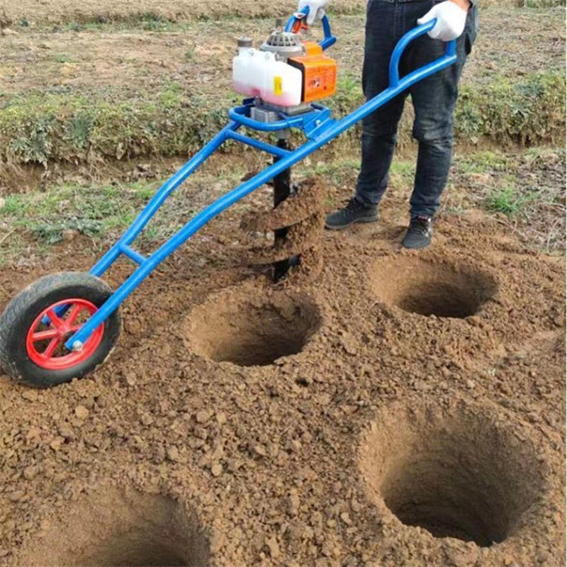 手推大功率地钻挖坑机工程建筑埋桩钻孔打洞机多功能小型钻坑机
