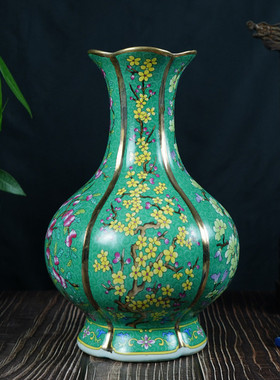 仿古珐琅中式口瓶景德镇彩花陶瓷家居客厅装饰花瓶工艺品摆件