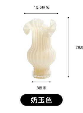 餐桌艺术复古玻璃花瓶设计感摆件客厅透明插花水养中古大肚奶油风