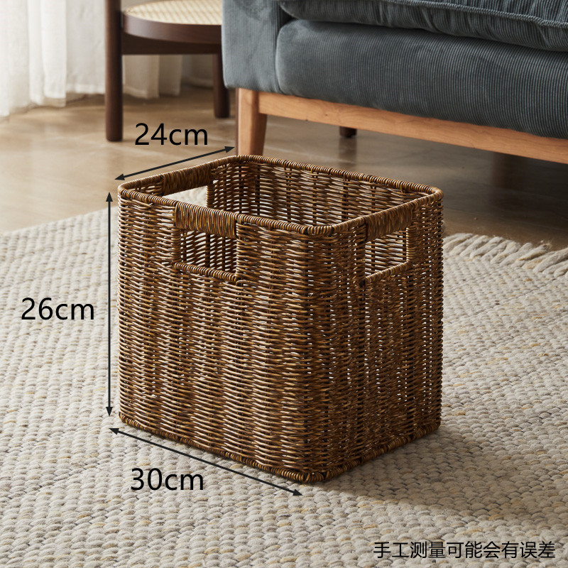 z655书柜藤编篮子收纳筐格子柜收纳盒收纳藤编织收纳篮收纳框筐仿