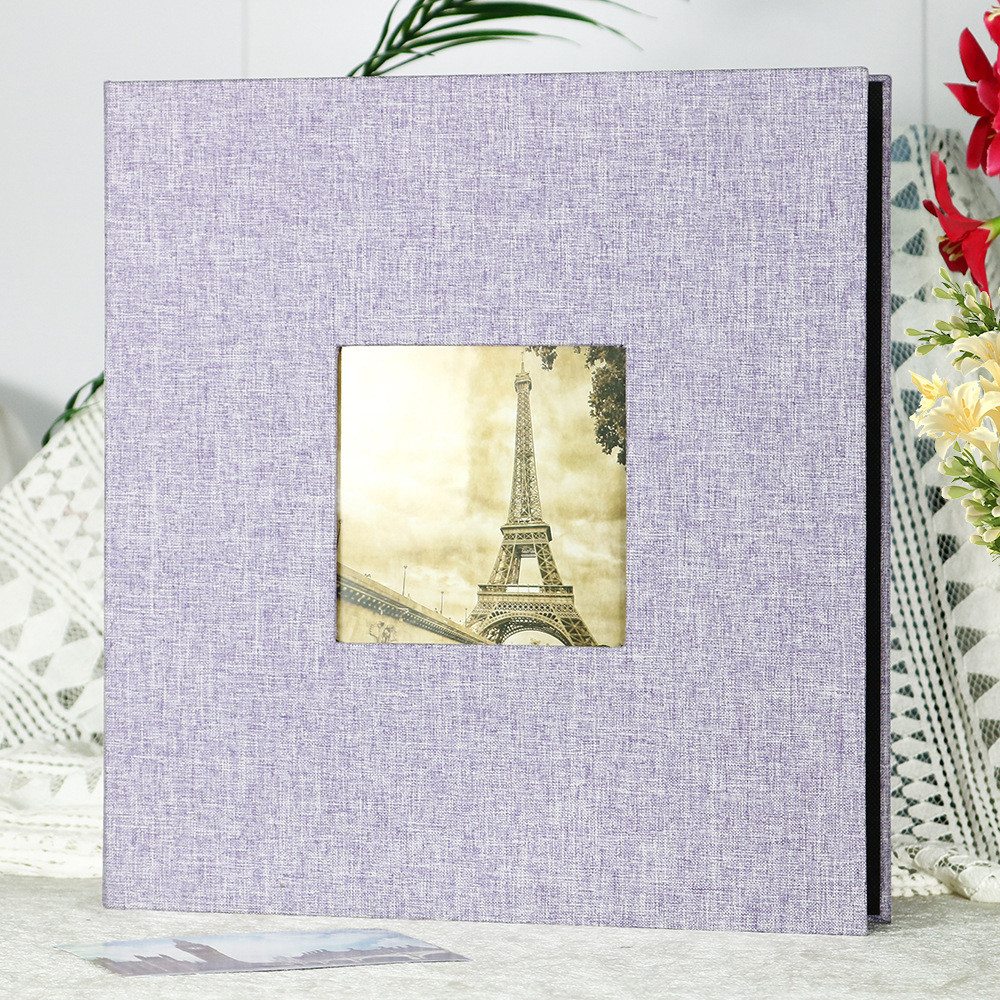 厂家直销12寸活页开窗相册简约麻布封面6寸照片500张插袋内页相册