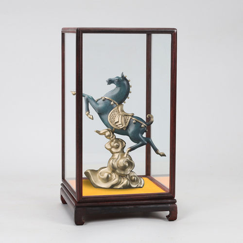 红木玻璃罩紫檀木明式弯角宝笼佛像观音古董玉石防尘罩透明展示盒