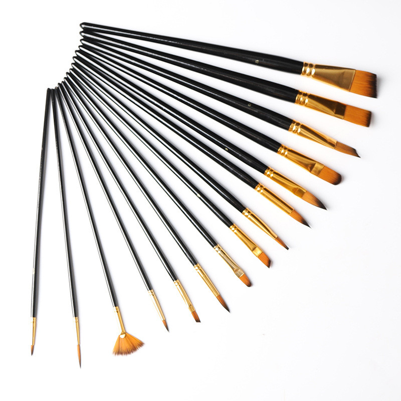 新款15油画笔画笔套装水粉水彩丙烯支帆布包多功能美术画笔