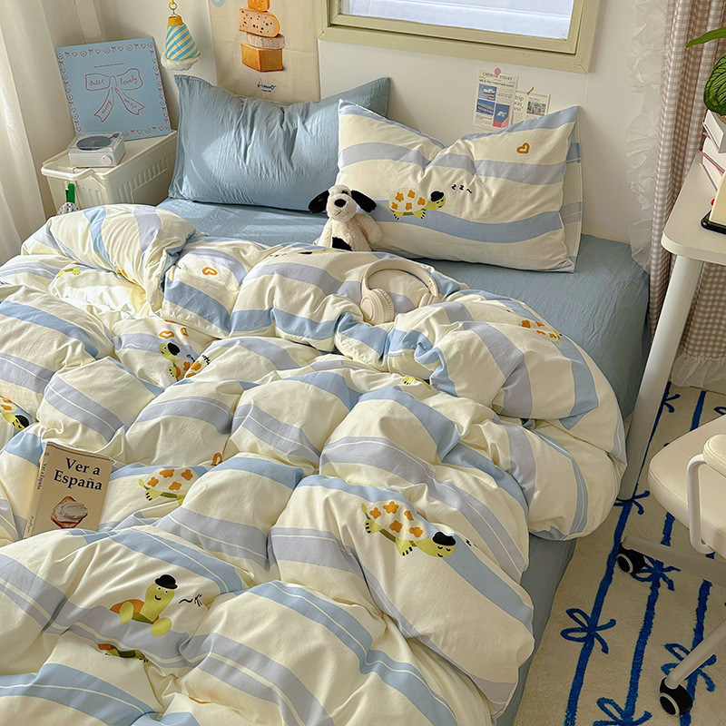 卡通单人20150×可爱宿舍0水洗棉三件套单件被罩被套棉×230