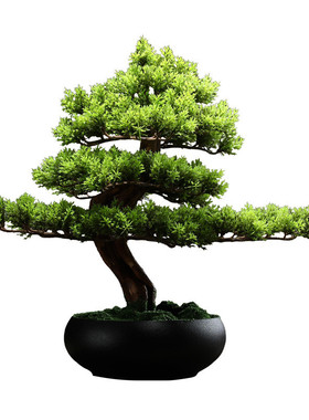 热销泥无界创意办公室摆件招财迎客松装饰软装家居客厅摆设品工艺